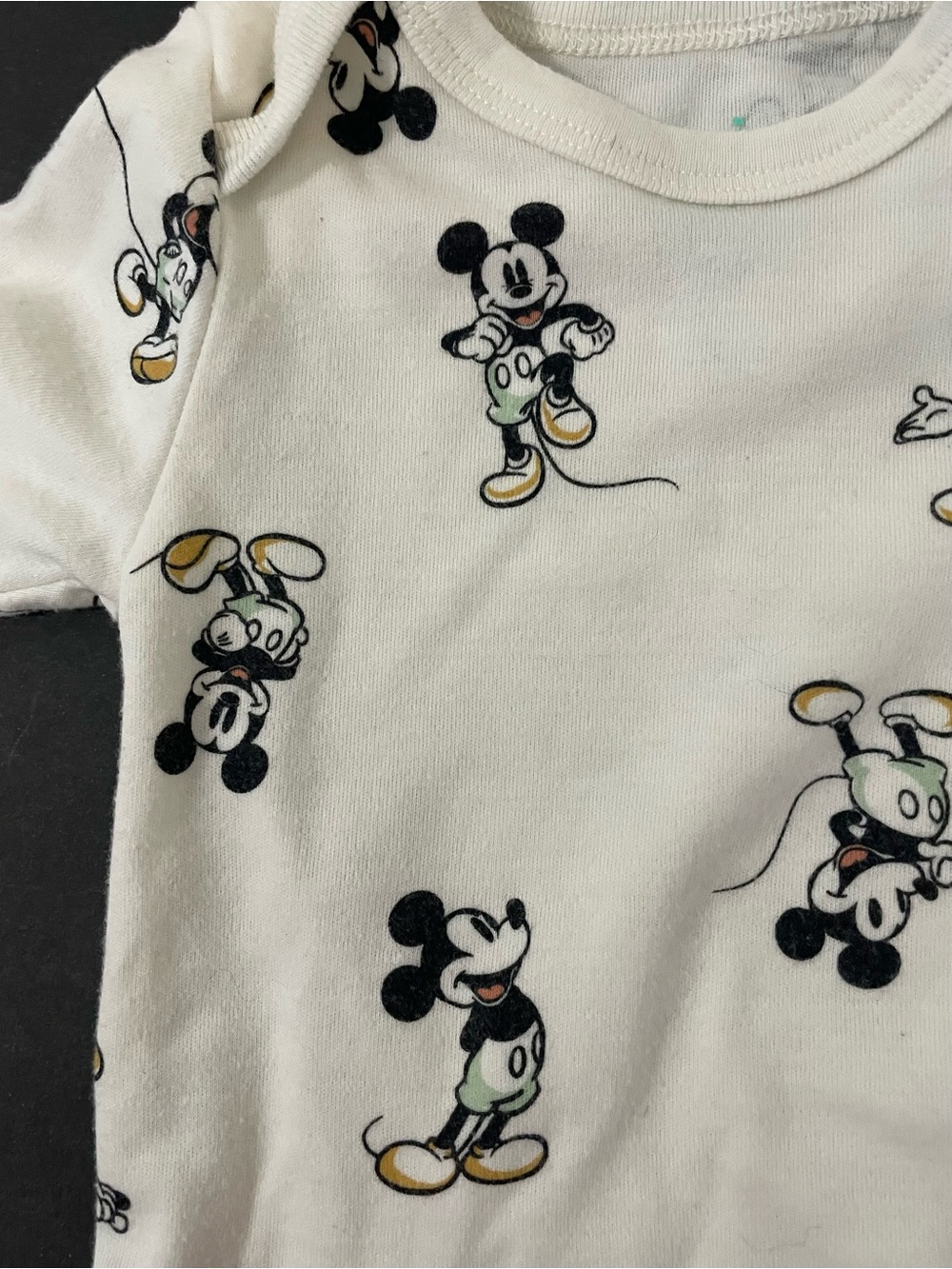 Disney Cream Mickey Mouse Printed Long-Sleeve One-Piece - Picture 10 of 10